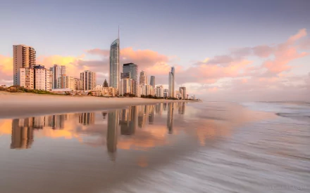gold coast Brisbane Australia sunrise ocean man made HD Desktop Wallpaper | Background Image