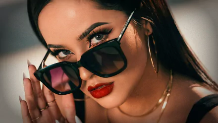lipstick portrait face makeup sunglasses singer music Becky G HD Desktop Wallpaper | Background Image
