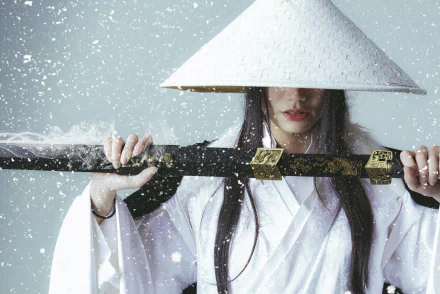 asian conical hat katana sword model woman cosplay HD Desktop Wallpaper | Background Image