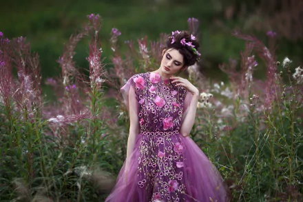 flower dress mood woman model HD Desktop Wallpaper | Background Image