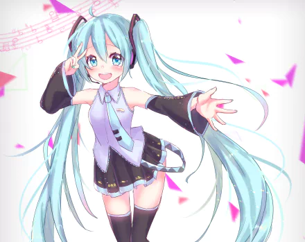 skirt aqua hair aqua eyes long hair Hatsune Miku Anime Vocaloid HD Desktop Wallpaper | Background Image