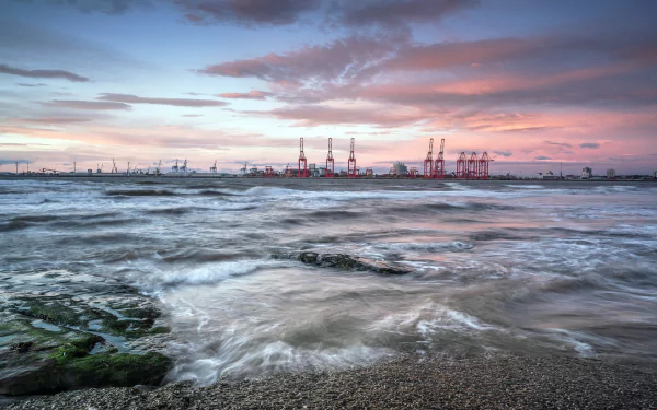 crane river dock liverpool sunset water beach photography landscape HD Desktop Wallpaper | Background Image