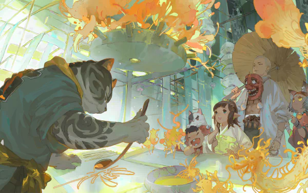 fall Zoomorphic Anime people autumn anime HD Desktop Wallpaper | Background Image