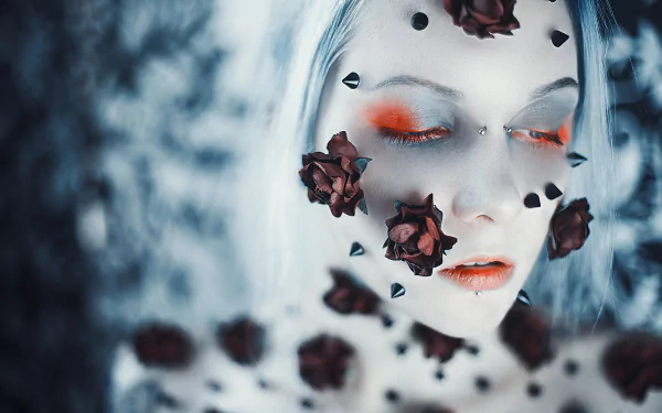 blur spikes makeup mood face flower woman style HD Desktop Wallpaper | Background Image