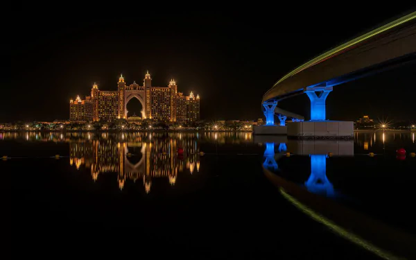 bridge United Arab Emirates night man made Dubai HD Desktop Wallpaper | Background Image