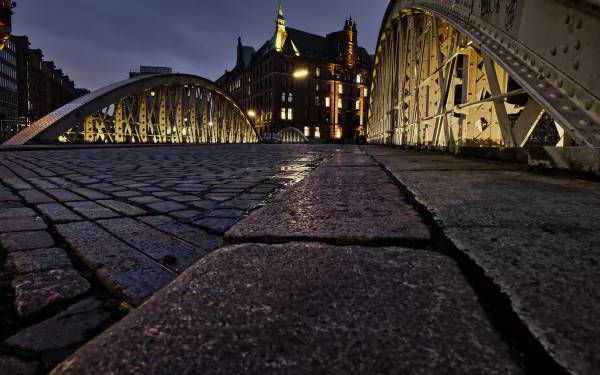 Germany night bridge man made Hamburg HD Desktop Wallpaper | Background Image