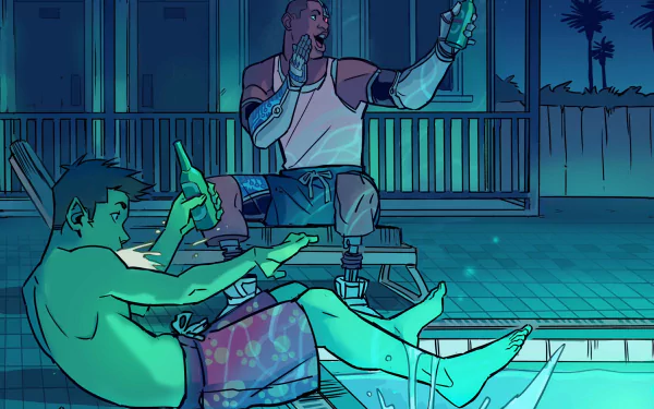 water shorts feet Garfield Logan Victor Stone Beast Boy Cyborg (DC Comics) Comic Teen Titans HD Desktop Wallpaper | Background Image