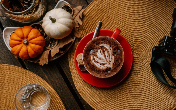 pumpkin mug coffee food Cappuccino HD Desktop Wallpaper | Background Image