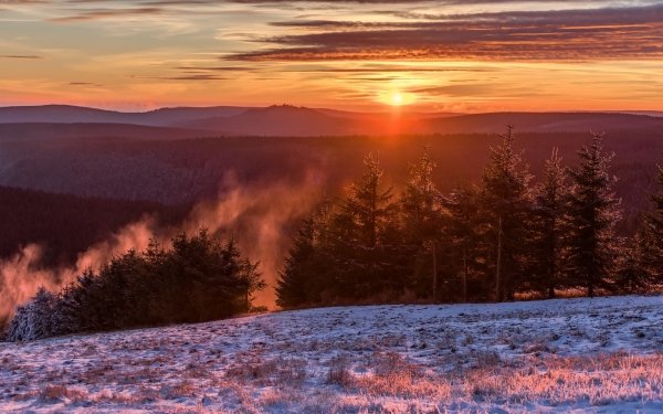 Nature Sunrise Winter Morning HD Wallpaper | Background Image