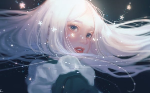 Anime Girl Long Hair White Hair HD Wallpaper | Background Image