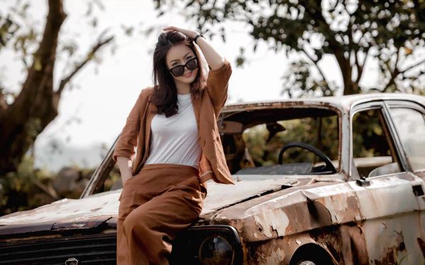 mood asian car woman Girls & Cars HD Desktop Wallpaper | Background Image