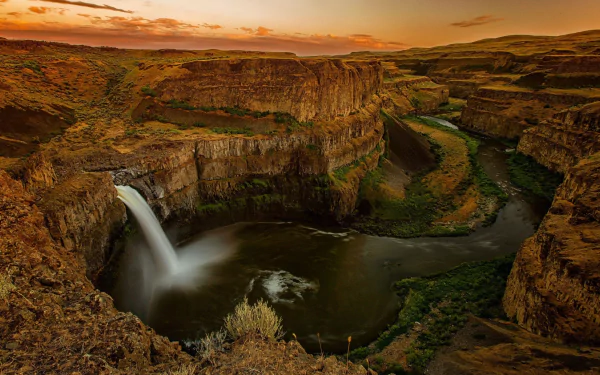 river canyon waterfall nature Palouse Falls HD Desktop Wallpaper | Background Image