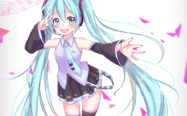 skirt aqua hair aqua eyes long hair Hatsune Miku Anime Vocaloid HD Desktop Wallpaper | Background Image