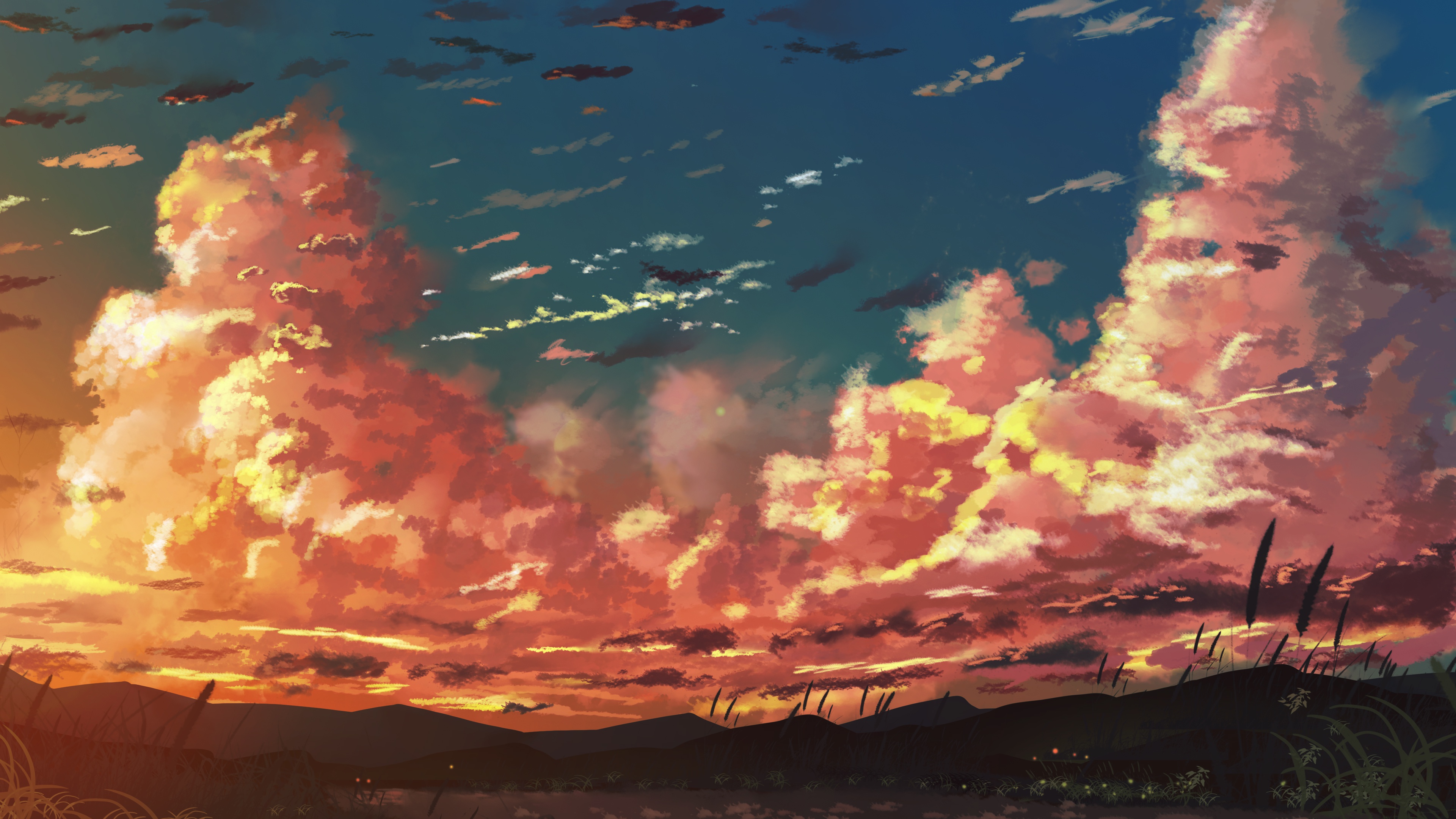 Night Sky Stars Clouds Scenery Landscape Anime 4K Wallpaper iPhone HD Phone  #7680i