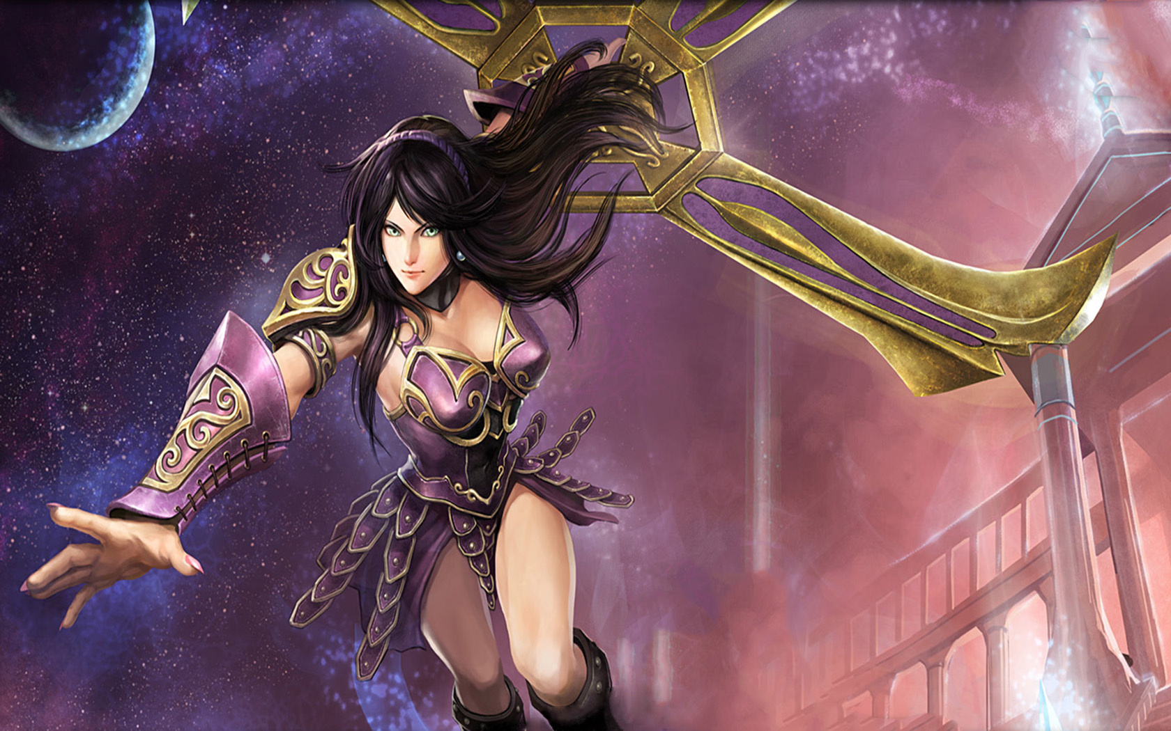 Sivir, the video game character from League of Legends, in a striking desktop wallpaper.