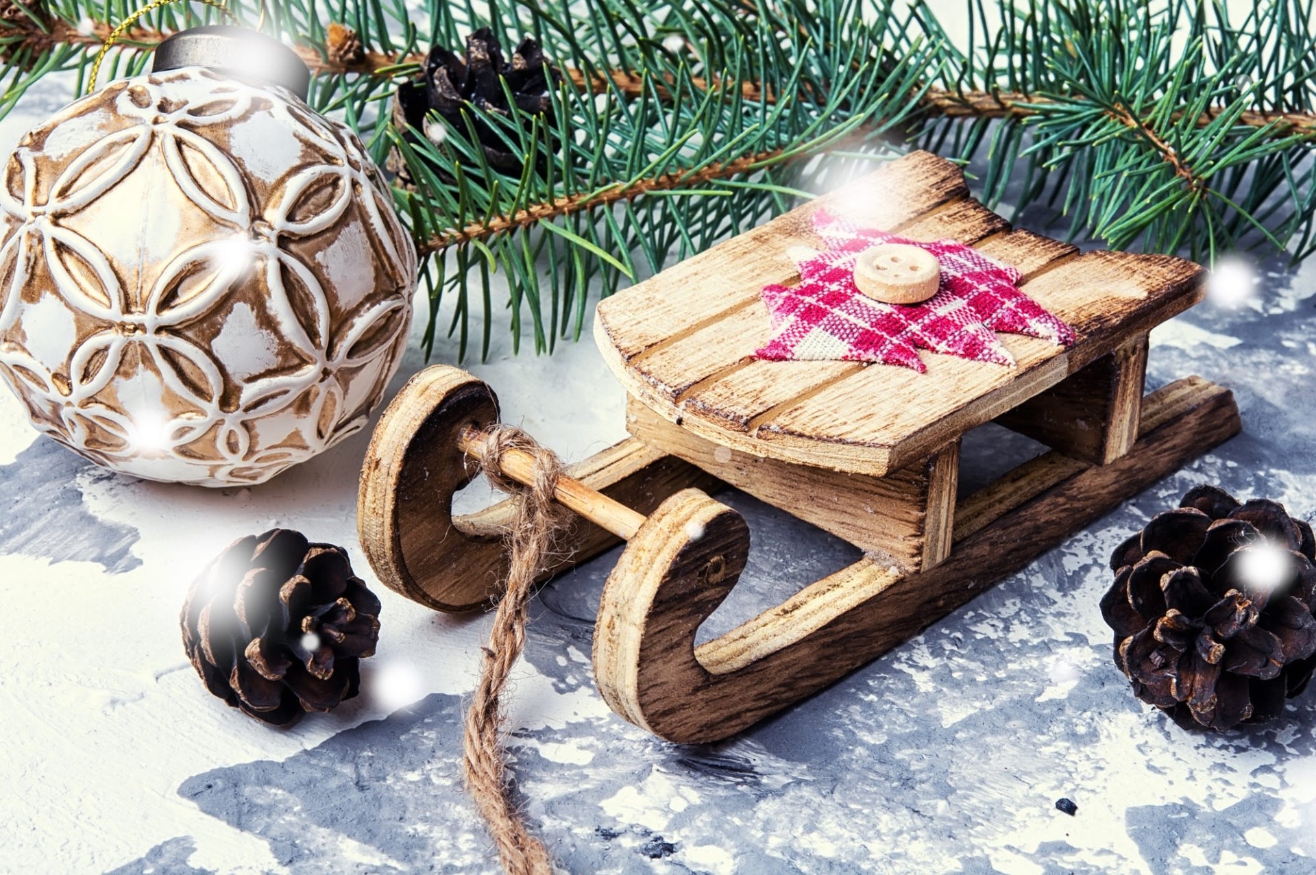 Download Bauble Sled Pine Cone Holiday Christmas HD Wallpaper