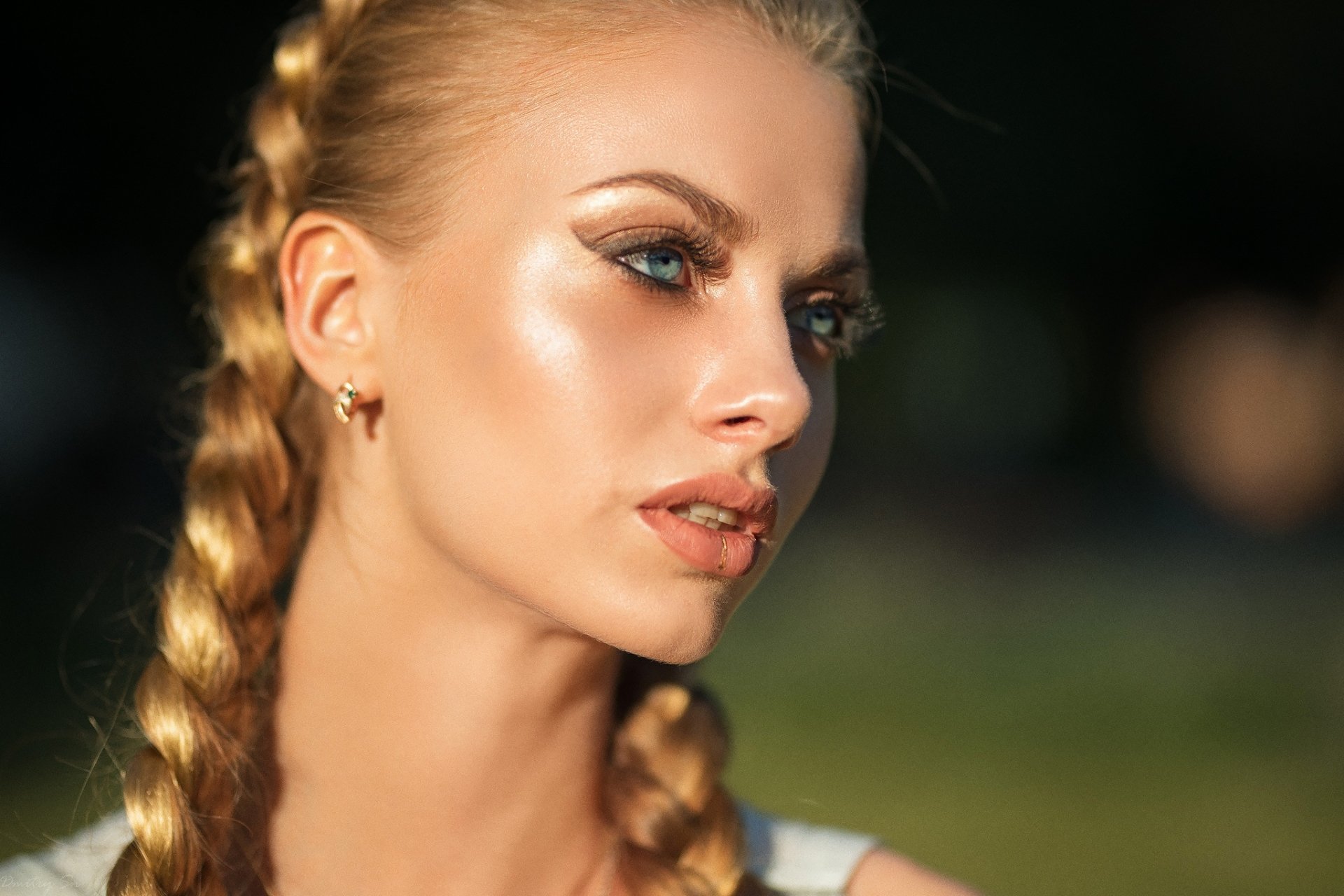 Download Braid Blue Eyes Face Woman Model HD Wallpaper