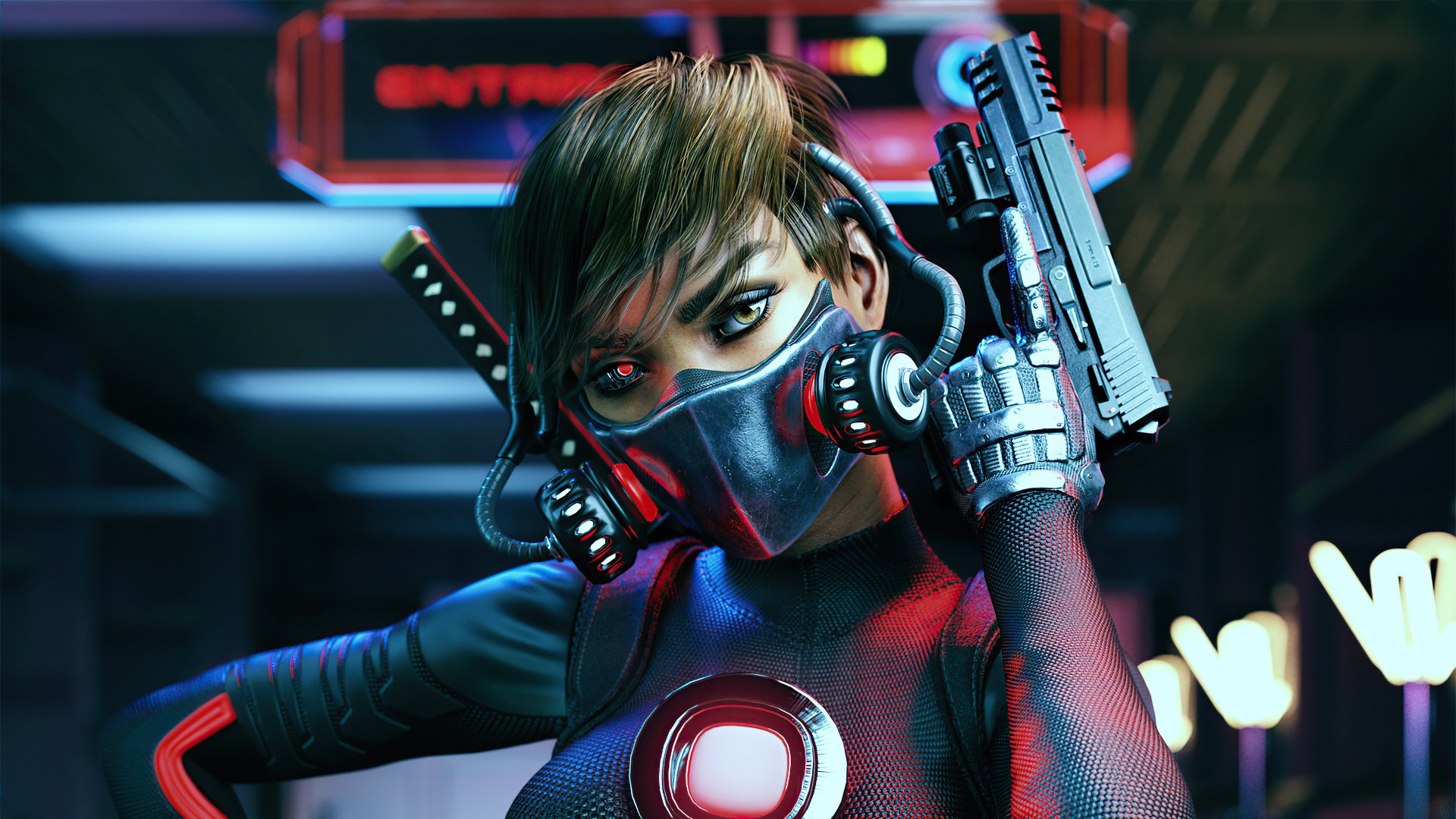 Neon Cyborg Enforcer — Cyberpunk Futuristic 4K Ultra HD Wallpaper by ...