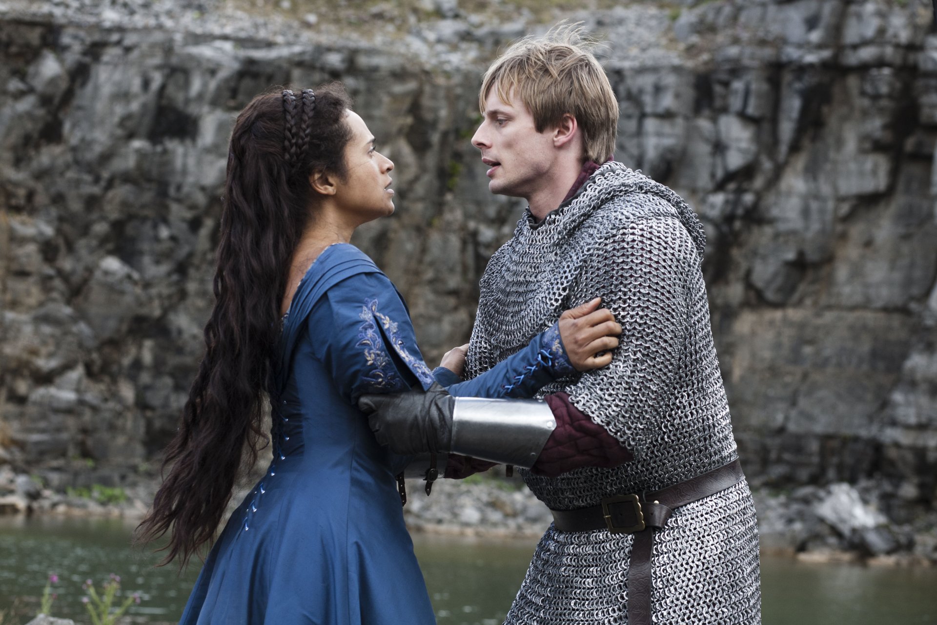 Download Bradley James Arthur (Merlin) Angel Coulby Guinevere (Merlin) TV Show Merlin (2008) 4k Ultra HD Wallpaper