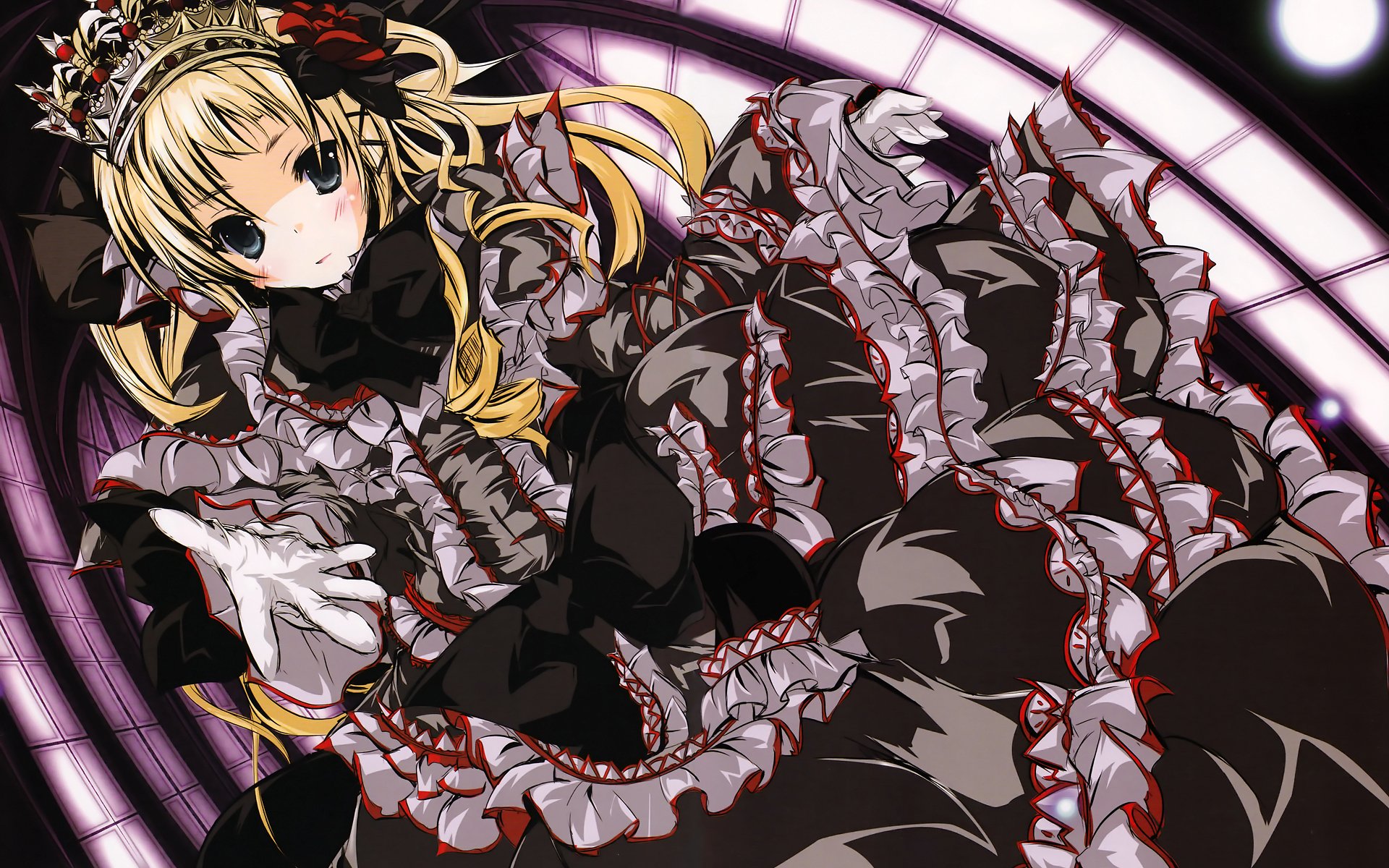 Elegant Anime Girl in Gothic Lolita Dress  HD Wallpaper Charm | 1920x1200  | Wallpaper Abyss