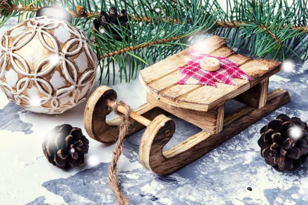 bauble sled pine cone holiday Christmas HD Desktop Wallpaper | Background Image
