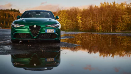 green car car reflection Alfa Romeo vehicle Alfa Romeo Giulia HD Desktop Wallpaper | Background Image