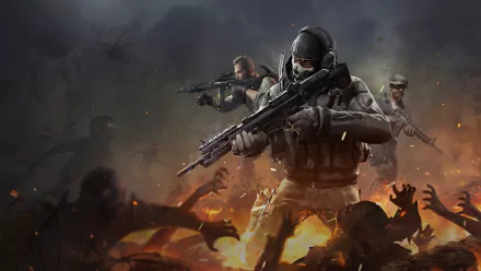 4K Ultra HD Call of Duty: Mobile wallpaper featuring armed soldiers battling shadowy figures in a dramatic, intense combat scene for PC desktop backgrounds.