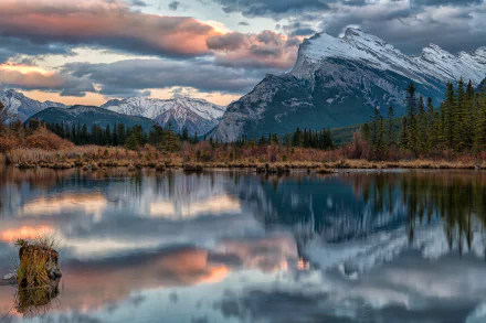 nature Mount Rundle Canada lake mountain banff national park HD Desktop Wallpaper | Background Image