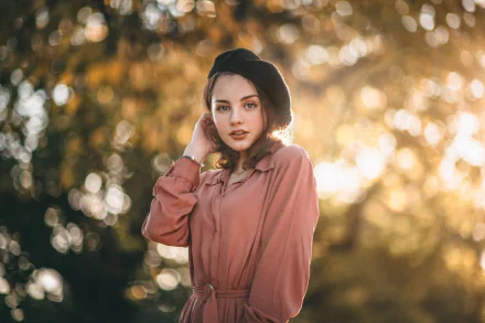 bokeh depth of field hat brunette woman model HD Desktop Wallpaper | Background Image