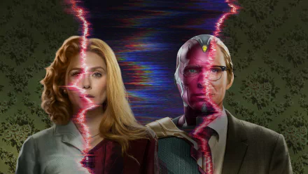 Scarlet Witch Vision (Marvel Comics) Paul Bettany Elizabeth Olsen TV Show WandaVision HD Desktop Wallpaper | Background Image