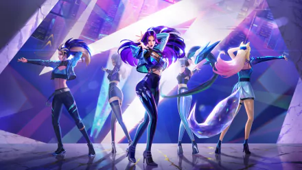 Seraphine (League Of Legends) Kai'Sa (League of Legends) Evelynn (League Of Legends) Akali (League Of Legends) Ahri (League Of Legends) K/DA video game League Of Legends HD Desktop Wallpaper | Background Image