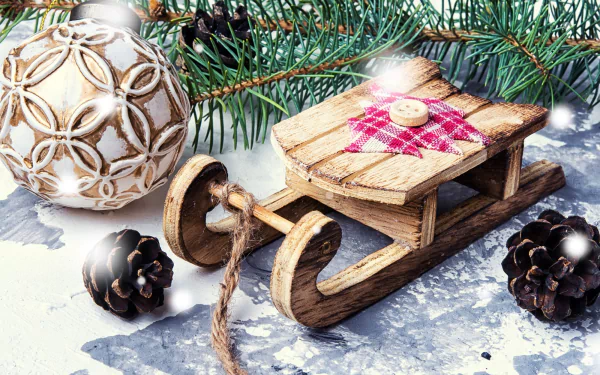 bauble sled pine cone holiday Christmas HD Desktop Wallpaper | Background Image