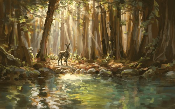 Artistic Forest Fawn HD Wallpaper | Background Image