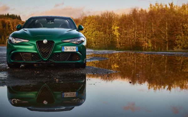 green car car reflection Alfa Romeo vehicle Alfa Romeo Giulia HD Desktop Wallpaper | Background Image