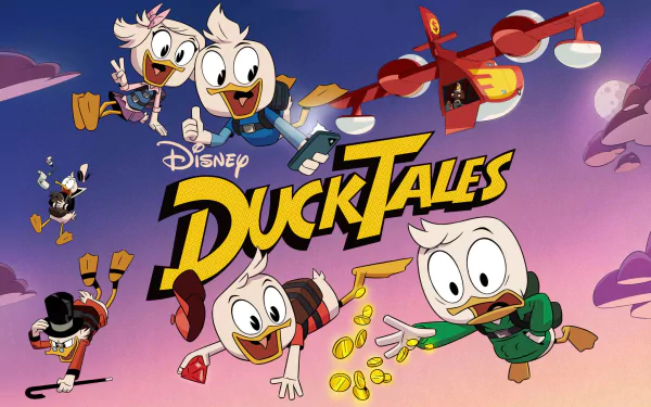 DuckTales logo Scrooge McDuck Webby Vanderquack Donald Duck Huey Duck Louie Duck Dewey Duck TV Show DuckTales (2017) HD Desktop Wallpaper | Background Image