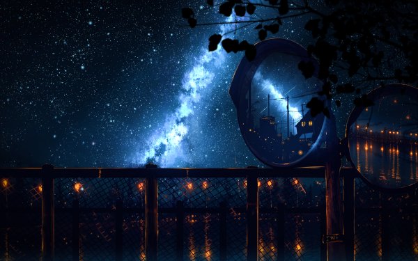 Anime Sky Mirror Night Star HD Wallpaper | Background Image