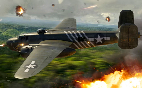 warplane aircraft bomber military North American B-25 Mitchell HD Desktop Wallpaper | Background Image