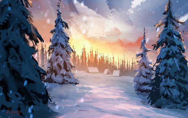 Artistic Winter Snow Forest Sky HD Wallpaper | Background Image