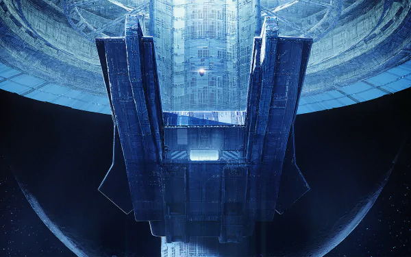 HD desktop wallpaper featuring a majestic Infinite Fleet space structure against a cosmic backdrop.