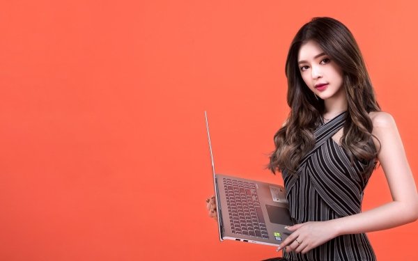 Women Asian Model Brunette Long Hair Laptop HD Wallpaper | Background Image