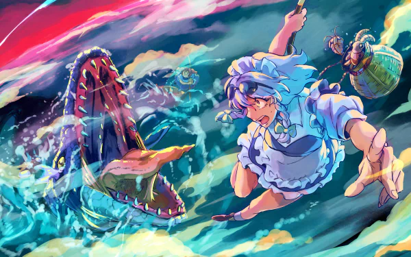 Komachi Onozuka Sakuya Izayoi Anime Touhou HD Desktop Wallpaper | Background Image