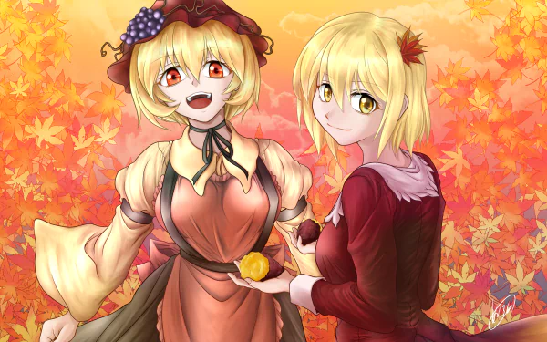 Minoriko Aki Shizuha Aki Anime Touhou HD Desktop Wallpaper | Background Image