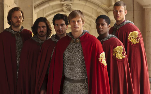 Tom Hopper Percival (Merlin) Adetomiwa Edun Elyan (Merlin) Bradley James Arthur (Merlin) Santiago Cabrera Lancelot (Merlin) Eoin Macken Gwaine (Merlin) Rupert Young Leon (Merlin) TV Show Merlin (2008) HD Desktop Wallpaper | Background Image