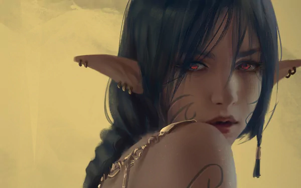 red eyes fantasy elf HD Desktop Wallpaper | Background Image