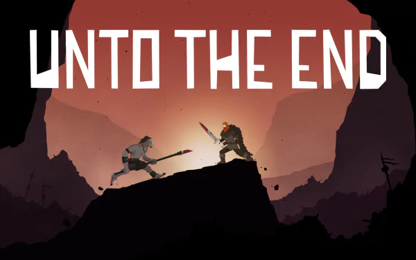 HD desktop wallpaper for Unto The End featuring two silhouetted characters in combat against a dusky backdrop.
