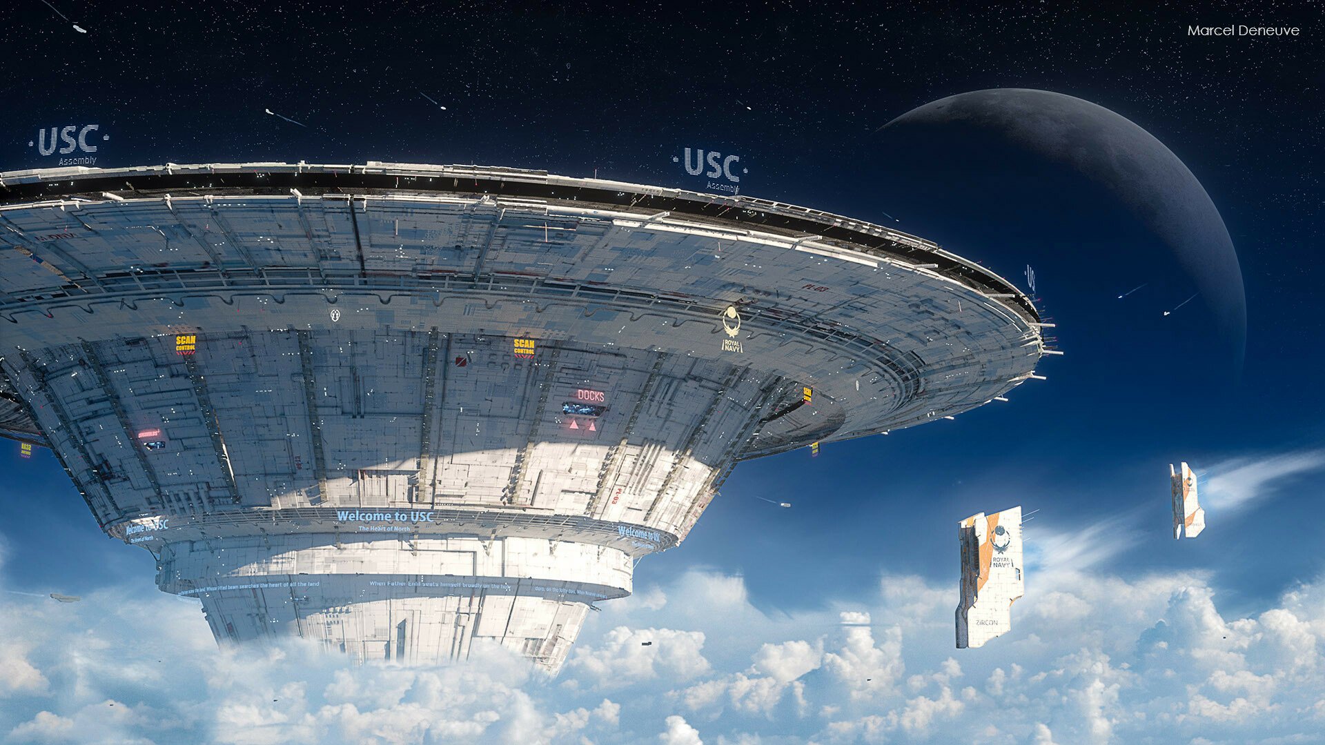 Download Sci Fi Space Station HD Wallpaper by Marcel Deneuve