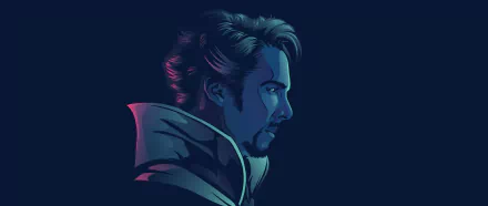 HD desktop wallpaper featuring an artistic profile illustration of Benedict Cumberbatch as Doctor Strange from the movie.