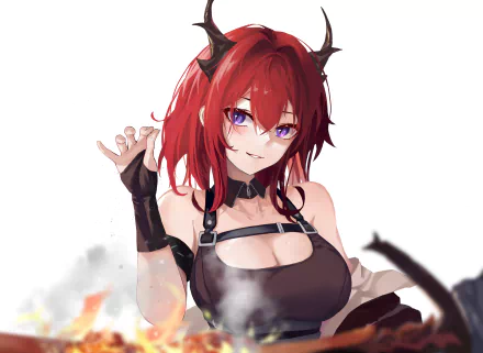 purple eyes red hair Surtr (Arknights) video game Arknights HD Desktop Wallpaper | Background Image