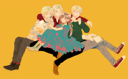 United Kingdom (Hetalia) France (Hetalia) Canada (Hetalia) Anime hetalia axis powers HD Desktop Wallpaper | Background Image