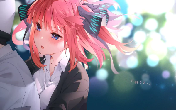short hair blue eyes pink hair Fuutarou Uesugi Nino Nakano The Quintessential Quintuplets Anime HD Desktop Wallpaper | Background Image
